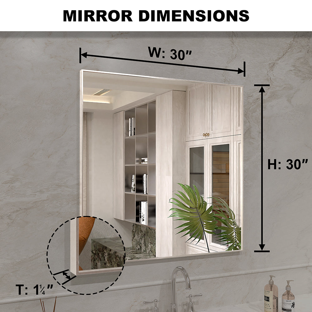 Nova 30 in. W x 30 in. H Rectangular Framed Wall Bathroom Vanity Mirror 3030BN-3_3d2b46f9-8d93-4f53-8e4a-efae6d58627a