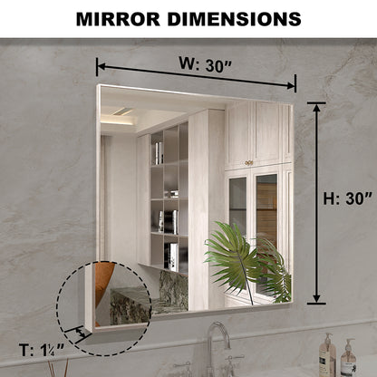 Nova 30 in. W x 30 in. H Rectangular Framed Wall Bathroom Vanity Mirror 3030BN-3_3d2b46f9-8d93-4f53-8e4a-efae6d58627a