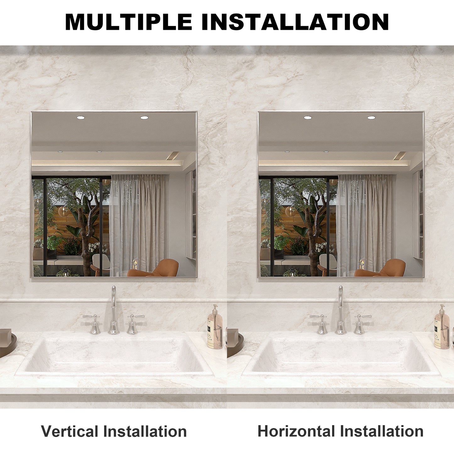 Nova 30 in. W x 30 in. H Rectangular Framed Wall Bathroom Vanity Mirror 3030BN-8_3494a346-69d6-4889-8b46-9ec65cb5bdb5