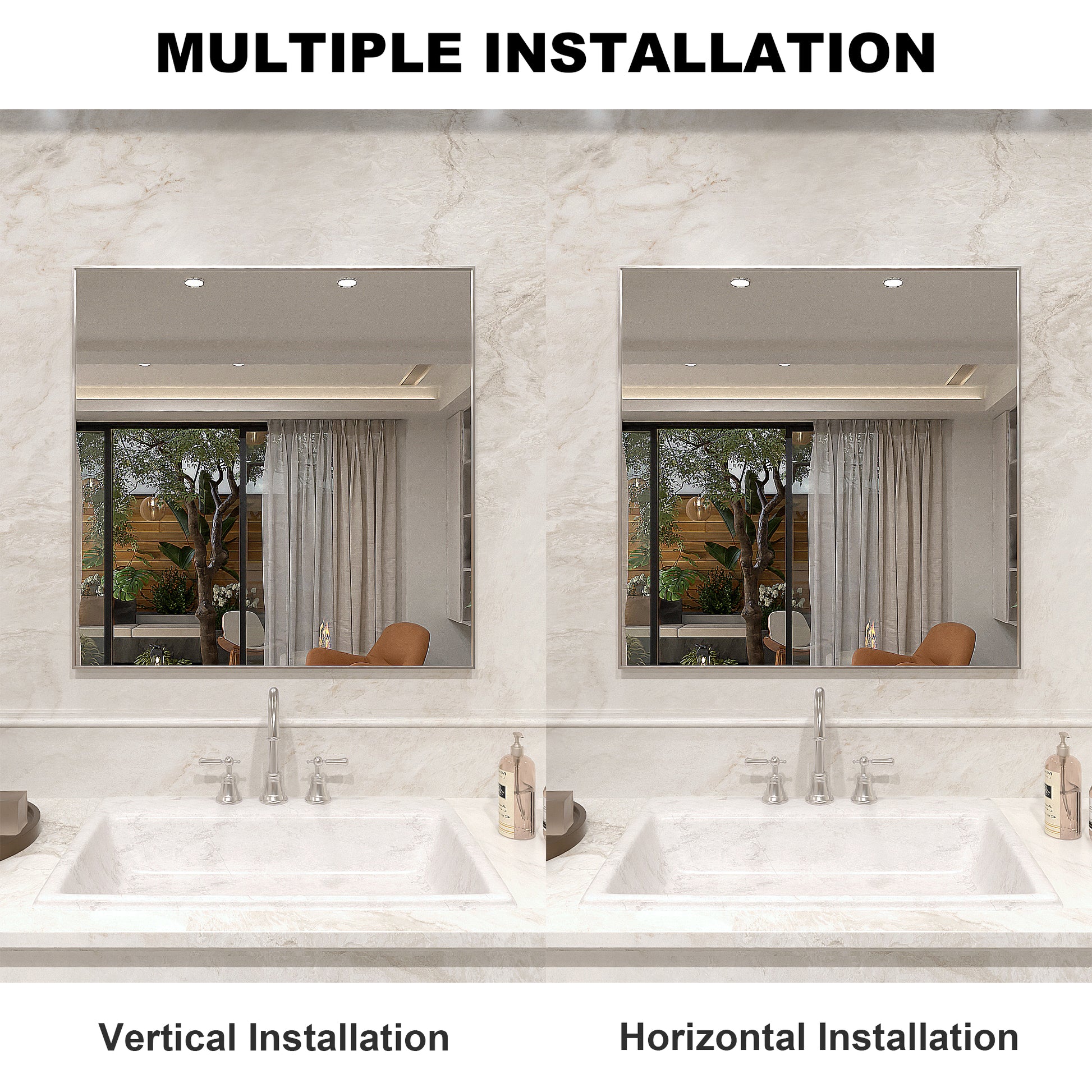 Nova 30 in. W x 30 in. H Rectangular Framed Wall Bathroom Vanity Mirror 3030BN-8_3494a346-69d6-4889-8b46-9ec65cb5bdb5