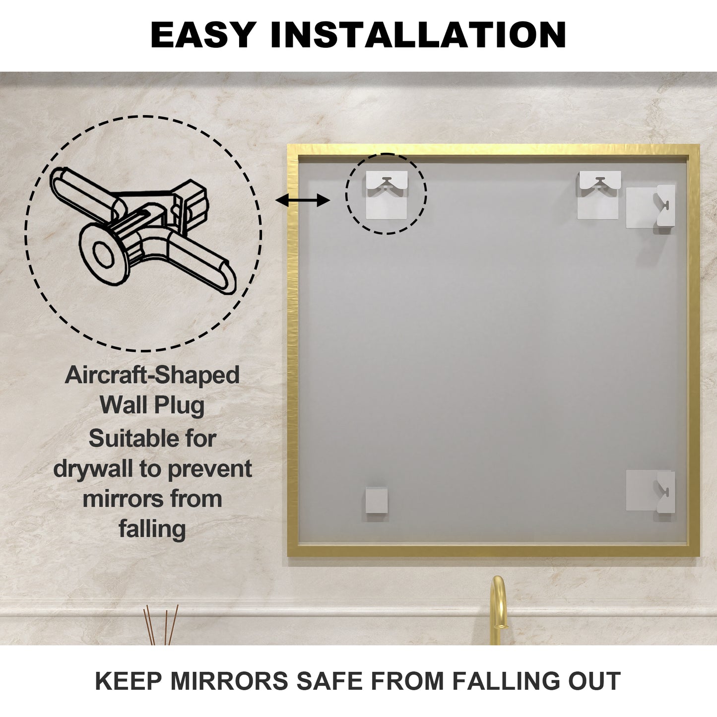 Nova 30 in. W x 30 in. H Rectangular Framed Wall Bathroom Vanity Mirror 3030GD-11_15594c00-78e8-47c3-8cf4-249ed9caa9a3