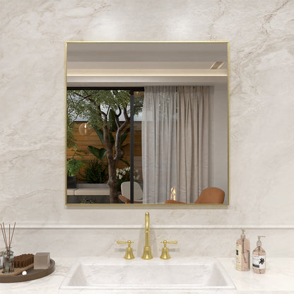 Nova 30 in. W x 30 in. H Rectangular Framed Wall Bathroom Vanity Mirror Brushed Gold 3030GD-1_2adff092-ef91-4012-a731-2c3dc7618085