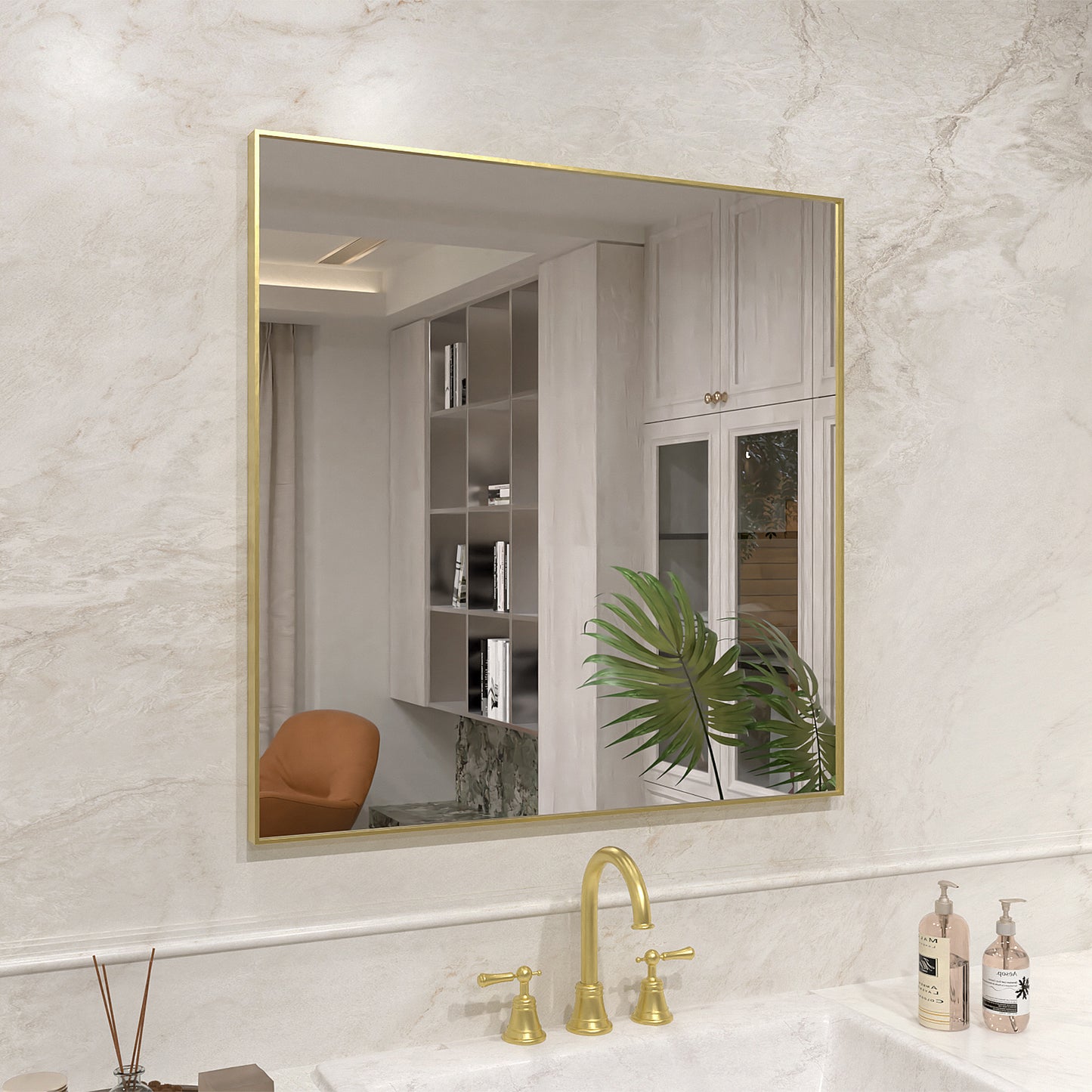 Nova 30 in. W x 30 in. H Rectangular Framed Wall Bathroom Vanity Mirror 3030GD-2_9922577a-a9e2-4f8c-9a5a-d9a108af0722