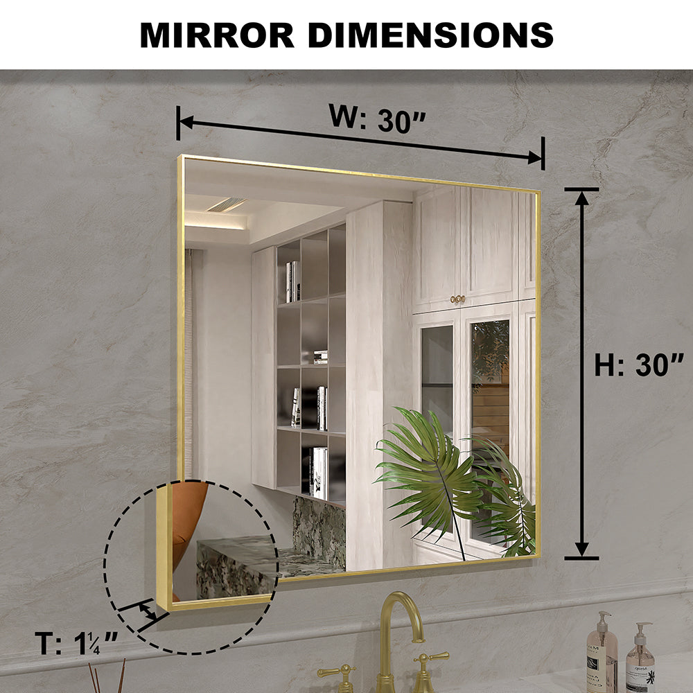 Nova 30 in. W x 30 in. H Rectangular Framed Wall Bathroom Vanity Mirror 3030GD-3_04592e6c-4111-4e11-81c9-7633158b426b
