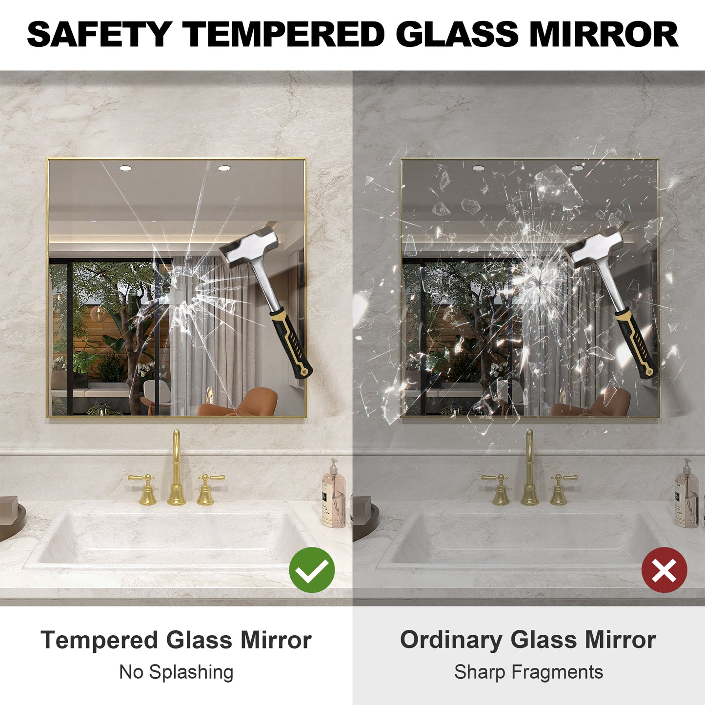 Nova 30 in. W x 30 in. H Rectangular Framed Wall Bathroom Vanity Mirror 3030GD-5_53533876-1146-4cf9-bb01-e97f197b2d19