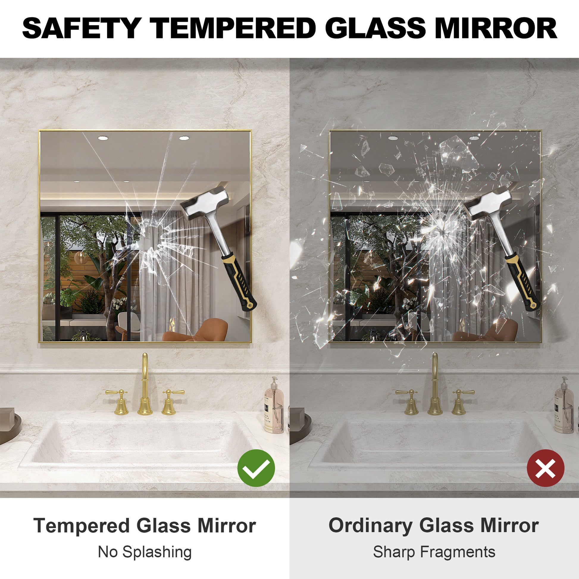 Nova 30 in. W x 30 in. H Rectangular Framed Wall Bathroom Vanity Mirror 3030GD-5_53533876-1146-4cf9-bb01-e97f197b2d19
