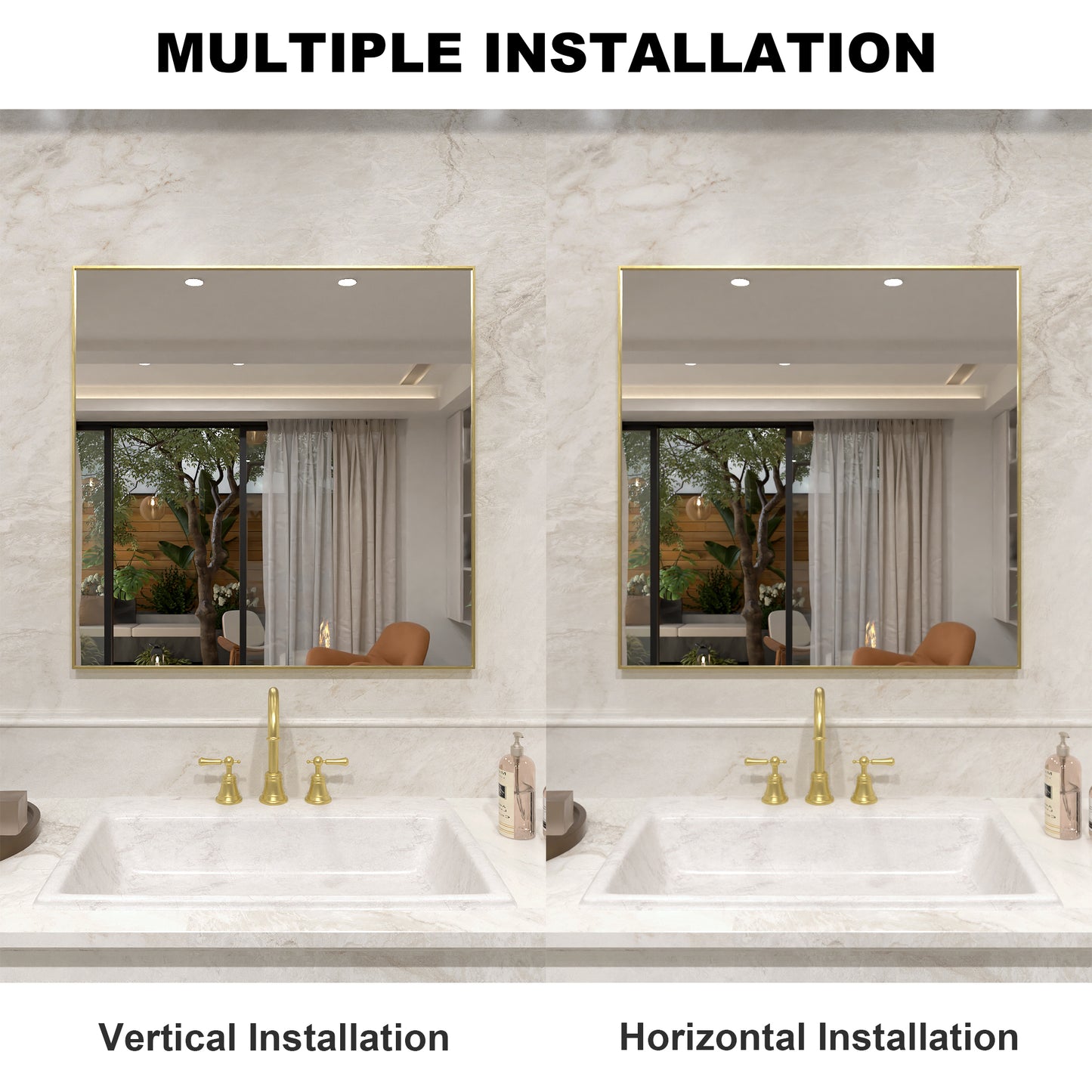 Nova 30 in. W x 30 in. H Rectangular Framed Wall Bathroom Vanity Mirror 3030GD-8_124c30ba-95b5-4ca6-88f5-0244aa5cfe46