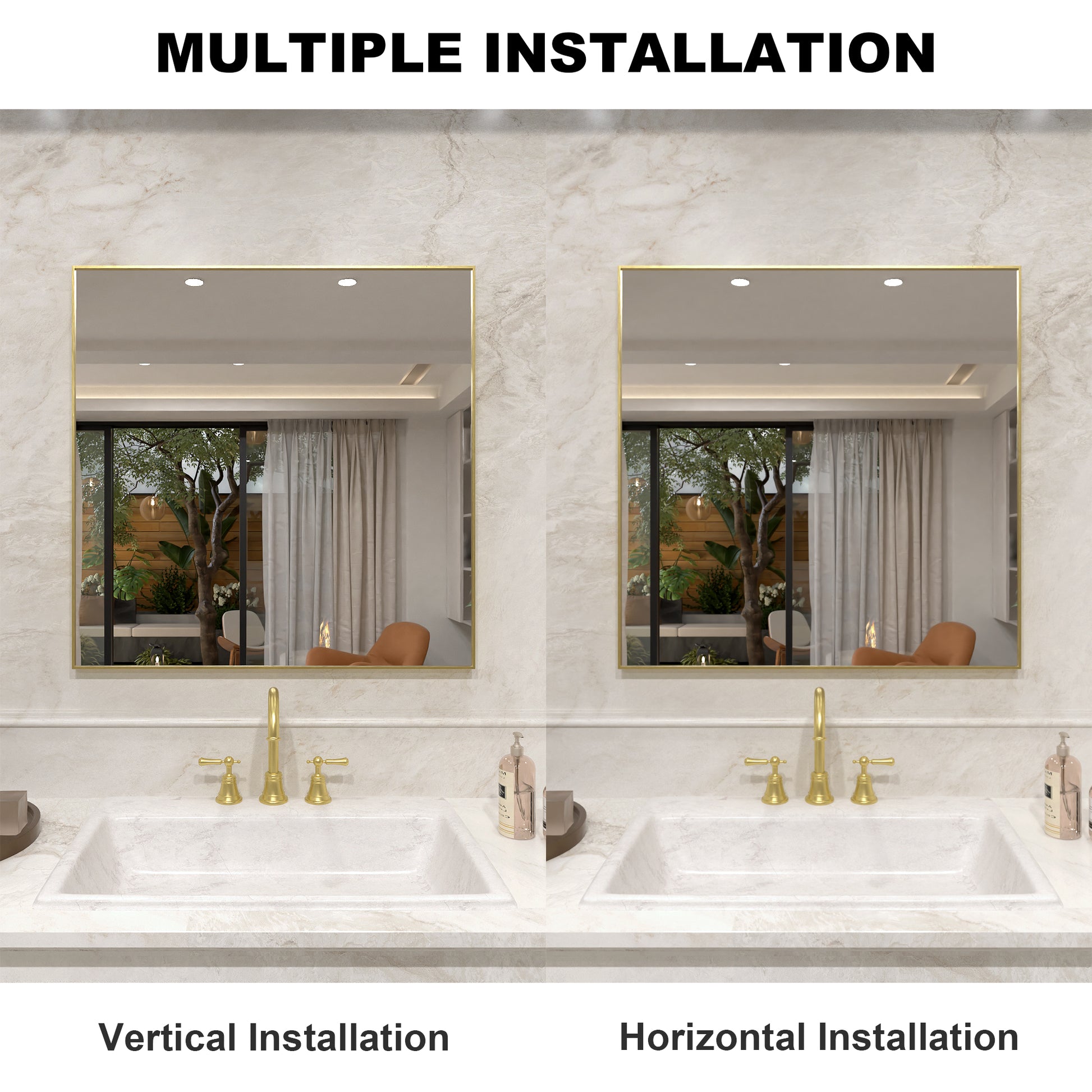 Nova 30 in. W x 30 in. H Rectangular Framed Wall Bathroom Vanity Mirror 3030GD-8_124c30ba-95b5-4ca6-88f5-0244aa5cfe46
