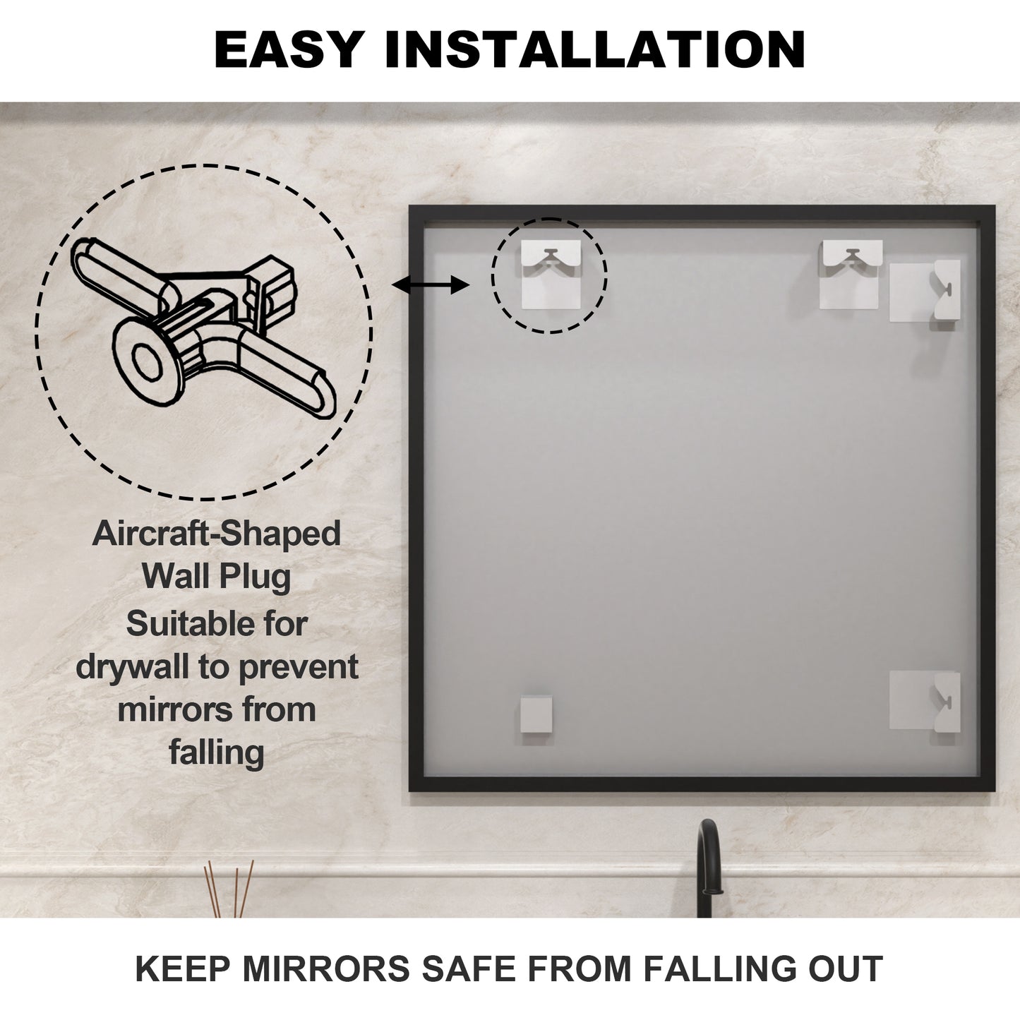 Nova 30 in. W x 30 in. H Rectangular Framed Wall Bathroom Vanity Mirror 3030MB-11