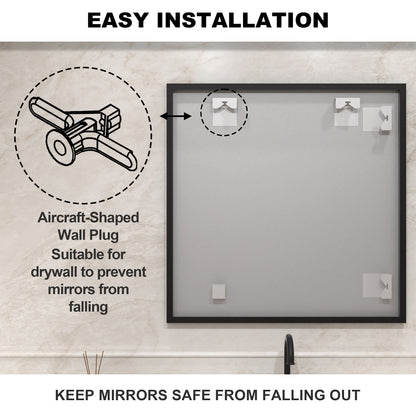 Nova 30 in. W x 30 in. H Rectangular Framed Wall Bathroom Vanity Mirror 3030MB-11