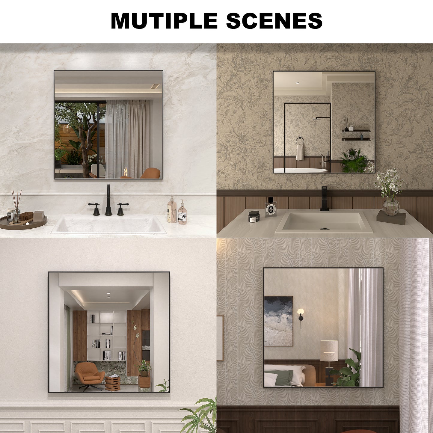 Nova 30 in. W x 30 in. H Rectangular Framed Wall Bathroom Vanity Mirror 3030MB-13