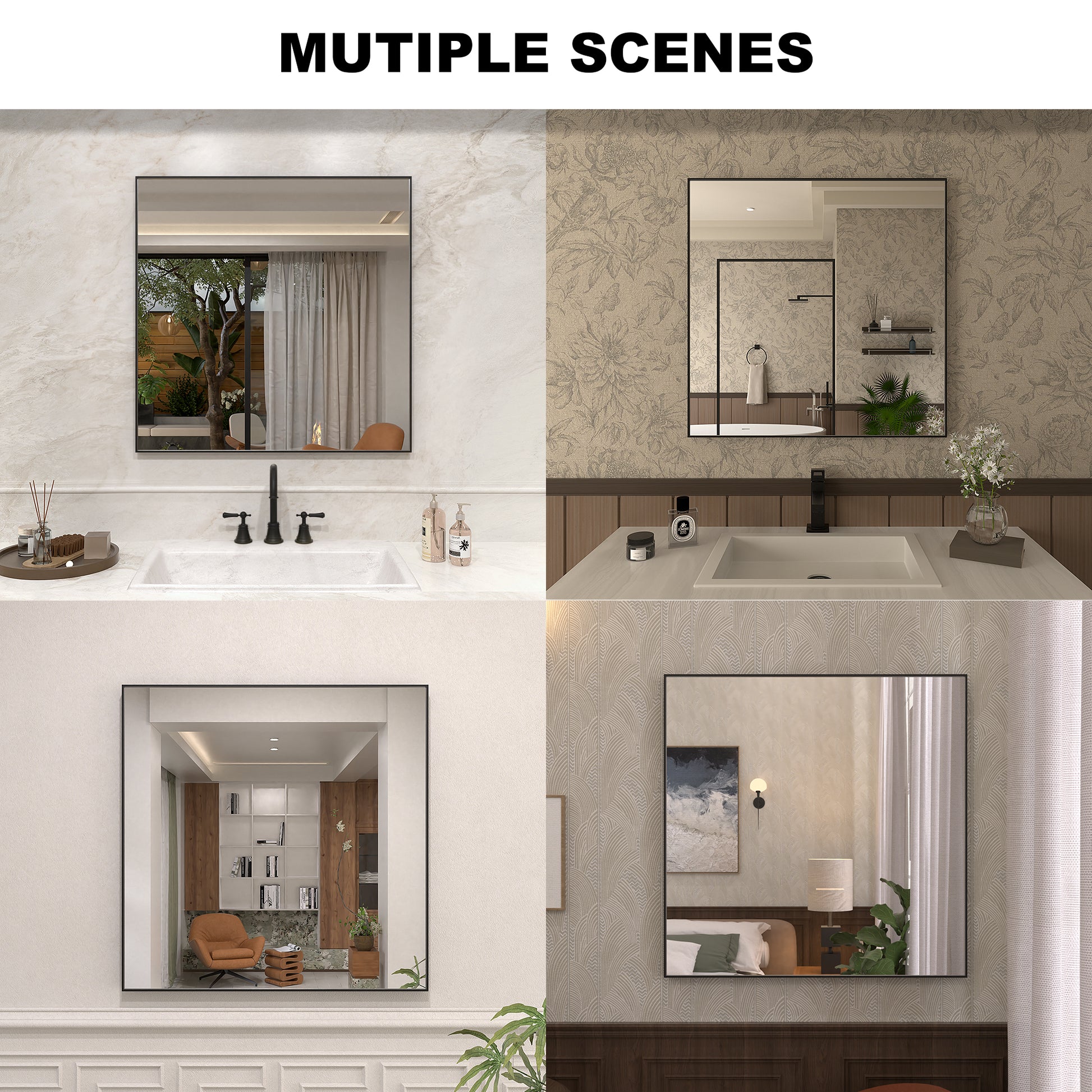 Nova 30 in. W x 30 in. H Rectangular Framed Wall Bathroom Vanity Mirror 3030MB-13