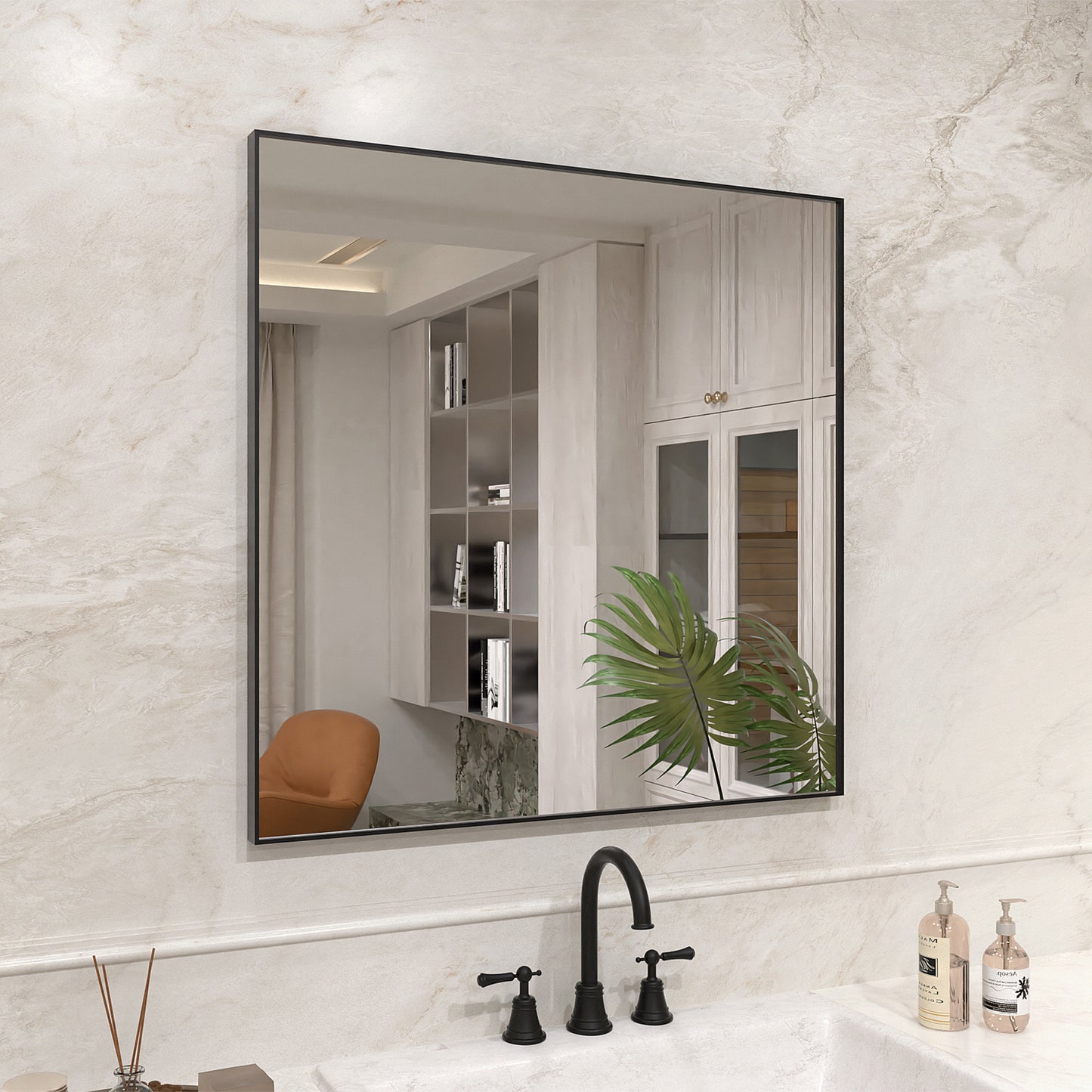 Nova 30 in. W x 30 in. H Rectangular Framed Wall Bathroom Vanity Mirror 3030MB-2