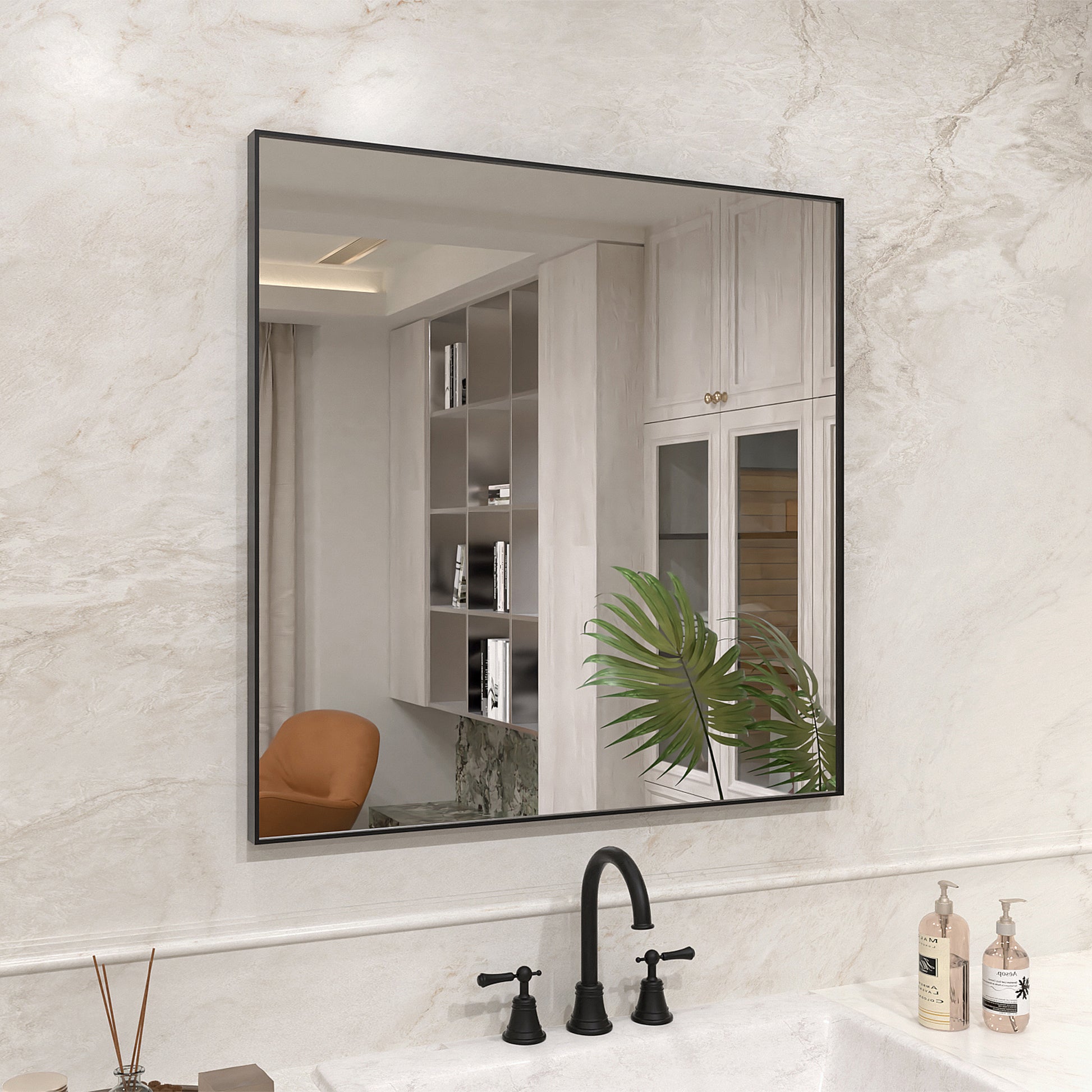 Nova 30 in. W x 30 in. H Rectangular Framed Wall Bathroom Vanity Mirror 3030MB-2