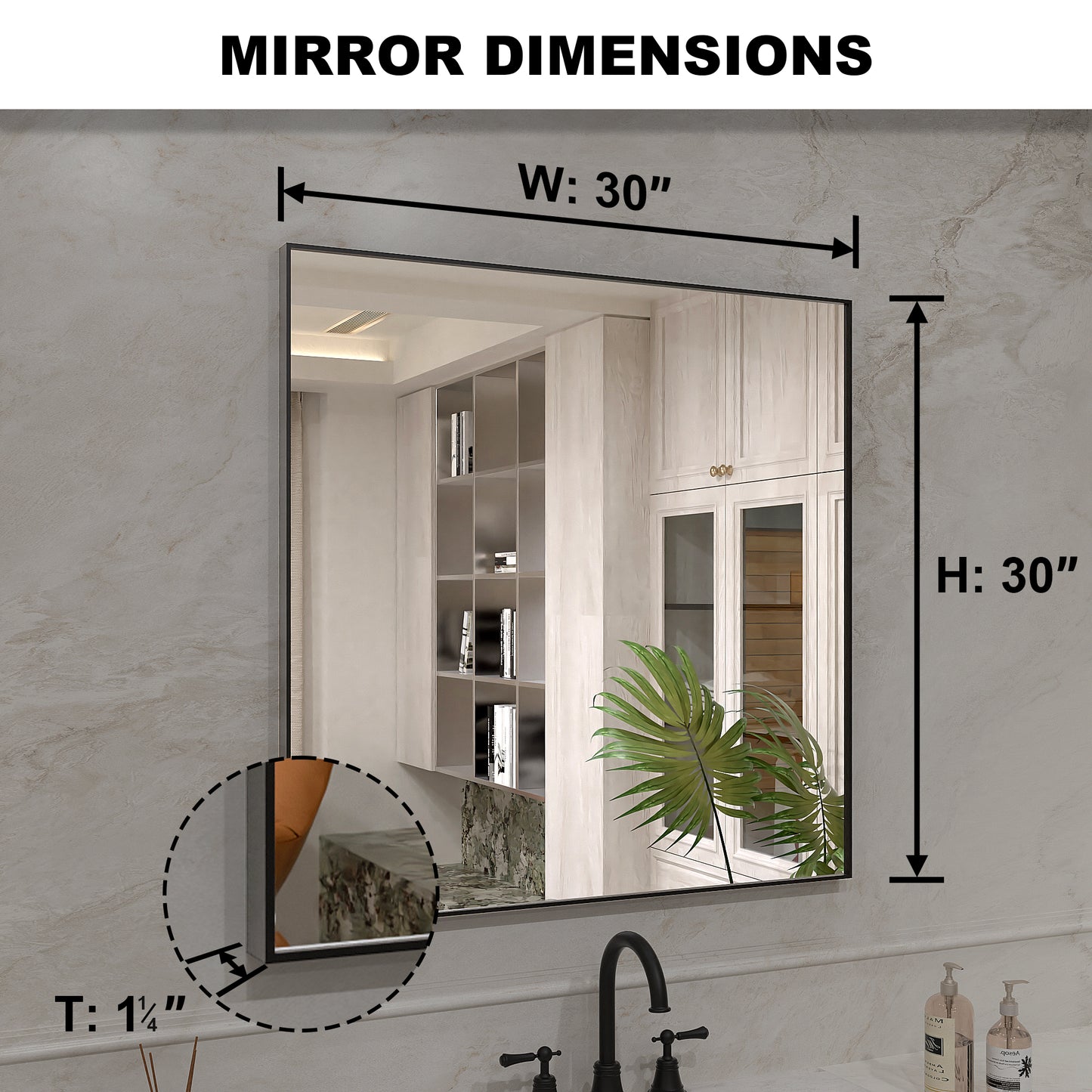 Nova 30 in. W x 30 in. H Rectangular Framed Wall Bathroom Vanity Mirror 3030MB-3_8b08382d-2afc-41e9-9961-99929d0395bf