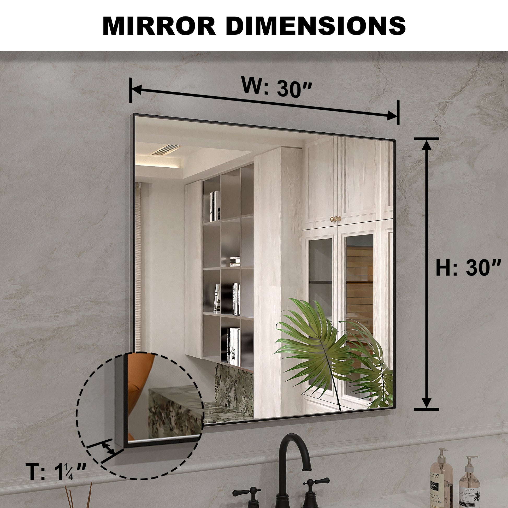 Nova 30 in. W x 30 in. H Rectangular Framed Wall Bathroom Vanity Mirror 3030MB-3_8b08382d-2afc-41e9-9961-99929d0395bf