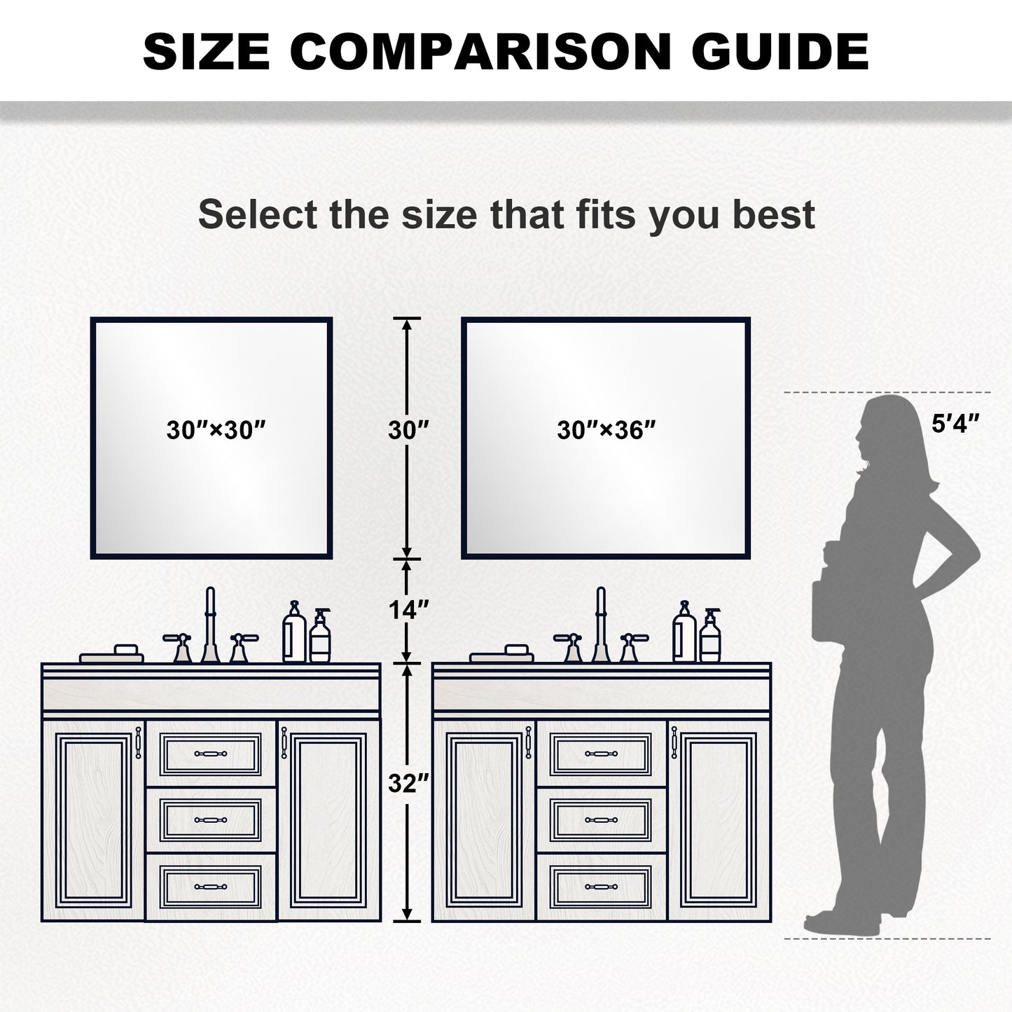 Nova 30 in. W x 30 in. H Rectangular Framed Wall Bathroom Vanity Mirror 3030MB-4