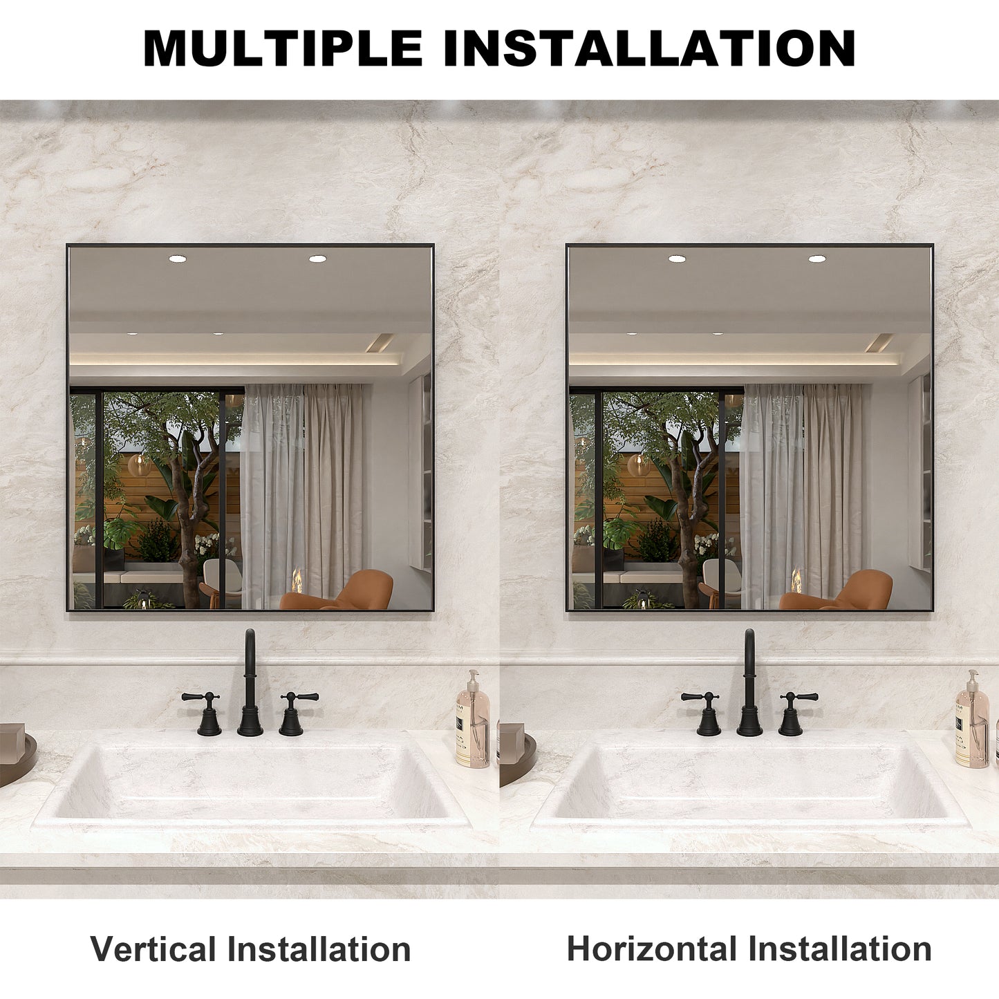 Nova 30 in. W x 30 in. H Rectangular Framed Wall Bathroom Vanity Mirror 3030MB-8