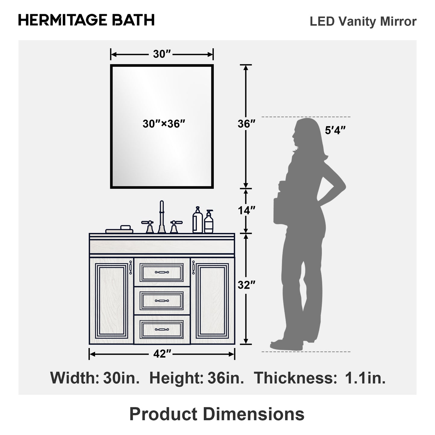 Swarm Rectangular Frameless LED Wall Bathroom Vanity Mirror 3036-14_f0755eae-c348-4ebc-bb2b-e22c98b5c98c