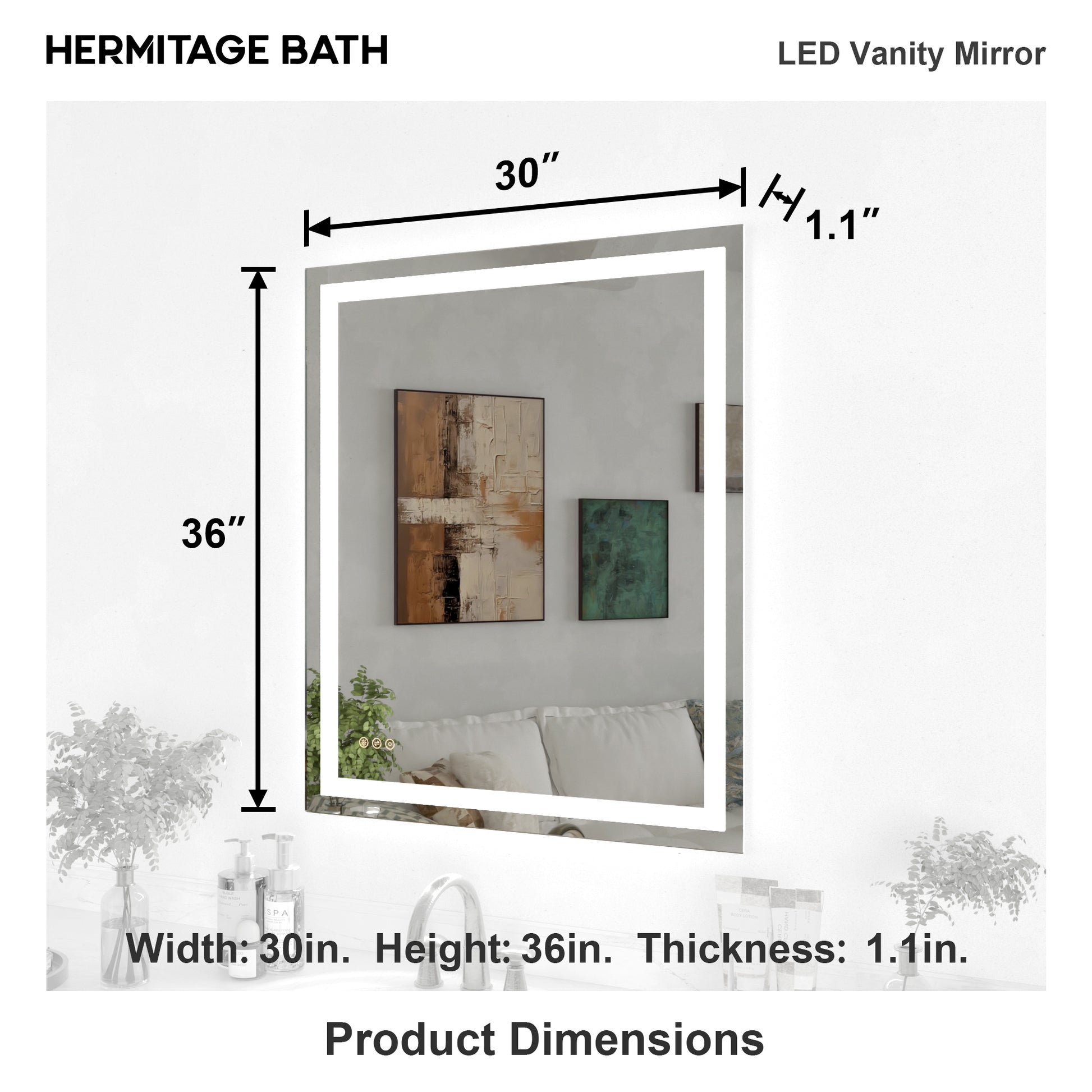 Swarm Rectangular Frameless Radar LED Wall Bathroom Vanity Mirror 3036-4_6d1c526c-c22a-4570-b62f-e034c2a60eee