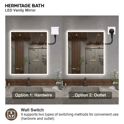 Musci Rectangular Frameless LED Wall Bathroom Vanity Mirror