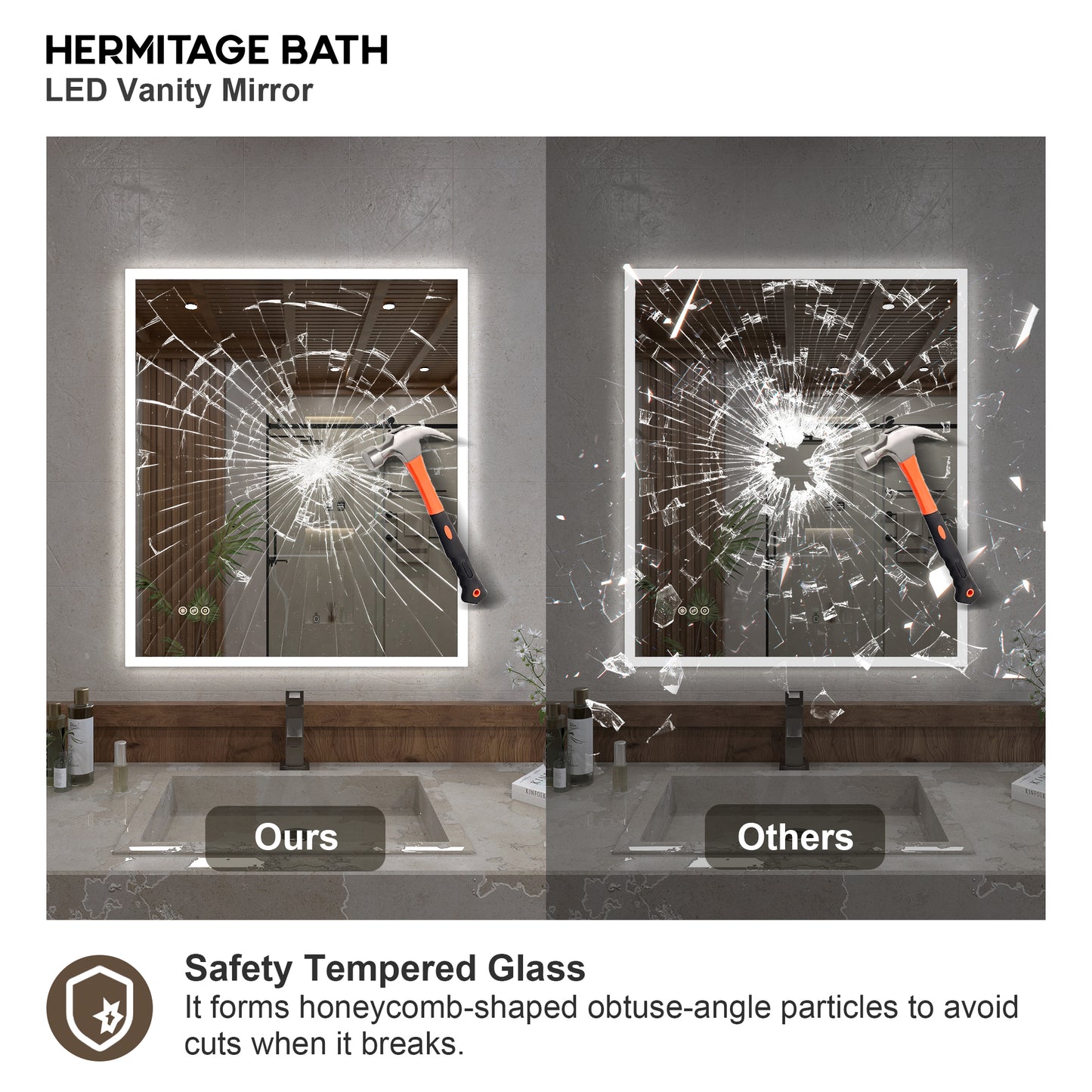 Musci Rectangular Frameless LED Wall Bathroom Vanity Mirror