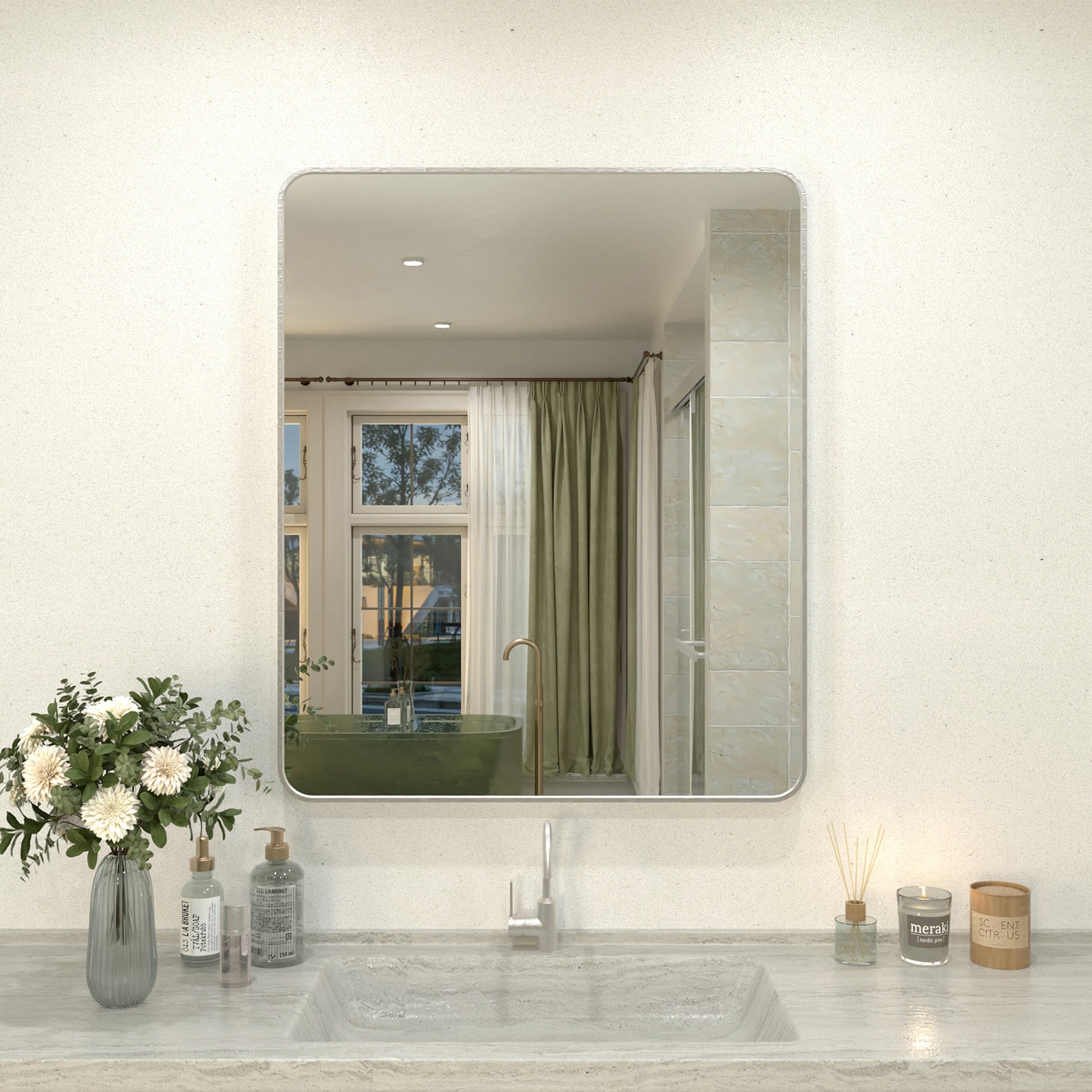 Gleami 30 in. W x 36 in. H Rectangular Framed Wall Bathroom Vanity Mirror in Oil Rubbed Bronze Brushed Nickel 3036BN-1