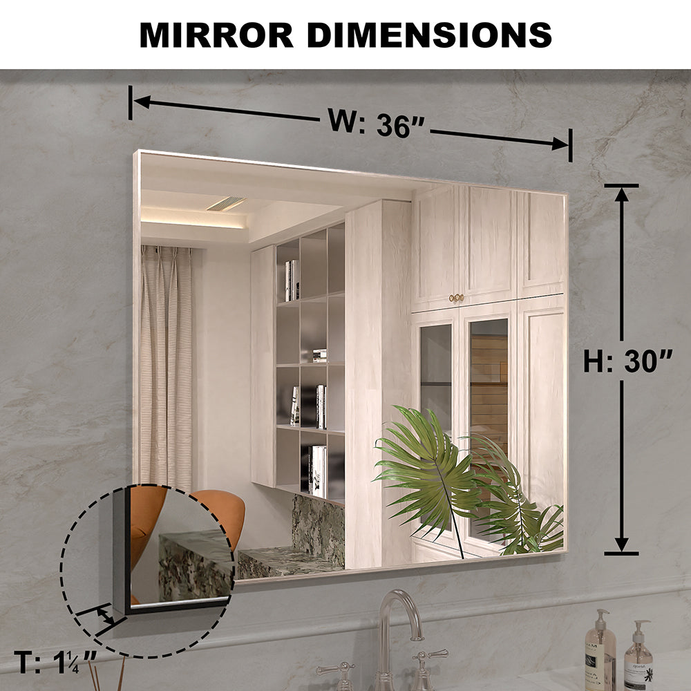 Nova 36 in. W x 30 in. H Rectangular Framed Wall Bathroom Vanity Mirror 3036BN-3_94ff9031-2961-45e5-9c32-4cf7758aa186