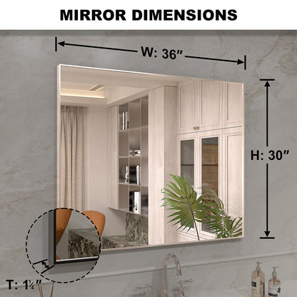 Nova 36 in. W x 30 in. H Rectangular Framed Wall Bathroom Vanity Mirror 3036BN-3_94ff9031-2961-45e5-9c32-4cf7758aa186