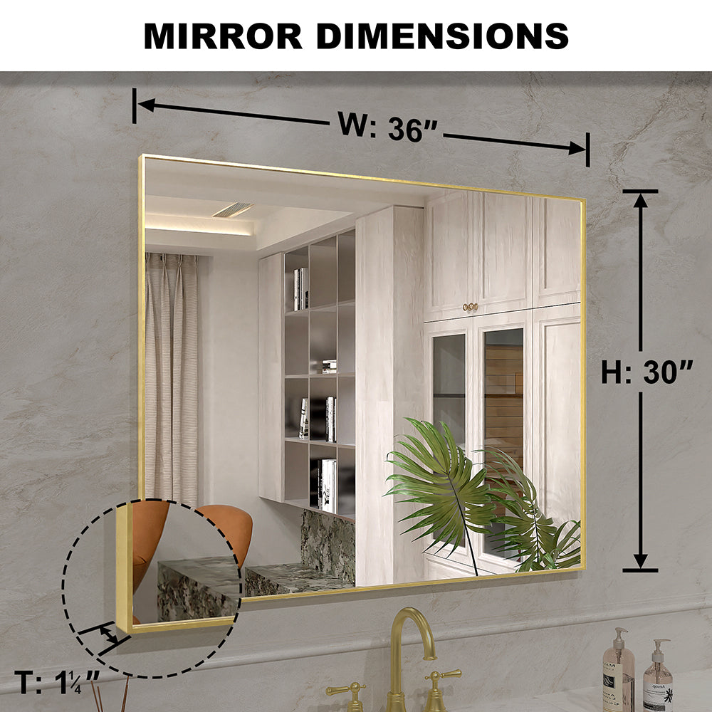 Nova 36 in. W x 30 in. H Rectangular Framed Wall Bathroom Vanity Mirror 3036GD-3_809426ca-049a-43d7-8c16-31e8e953a04a
