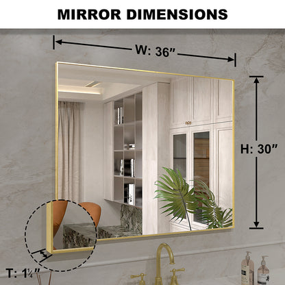 Nova 36 in. W x 30 in. H Rectangular Framed Wall Bathroom Vanity Mirror 3036GD-3_809426ca-049a-43d7-8c16-31e8e953a04a