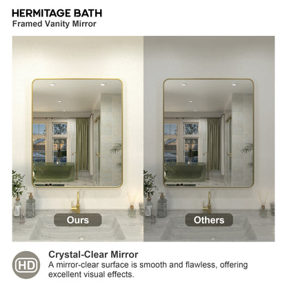 Zyphi 30 in. W x 36 in. H Rectangular Framed Wall Bathroom Vanity Mirror in Brass
