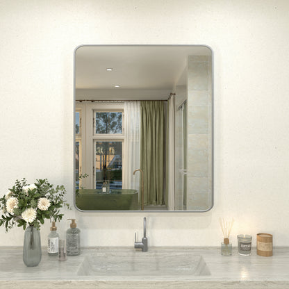Zyphi 30 in. W x 36 in. H Rectangular Framed Wall Bathroom Vanity Mirror in Brass