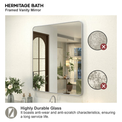 Zyphi 30 in. W x 36 in. H Rectangular Framed Wall Bathroom Vanity Mirror in Brass