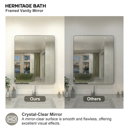 Zyphi 30 in. W x 36 in. H Rectangular Framed Wall Bathroom Vanity Mirror in Brass