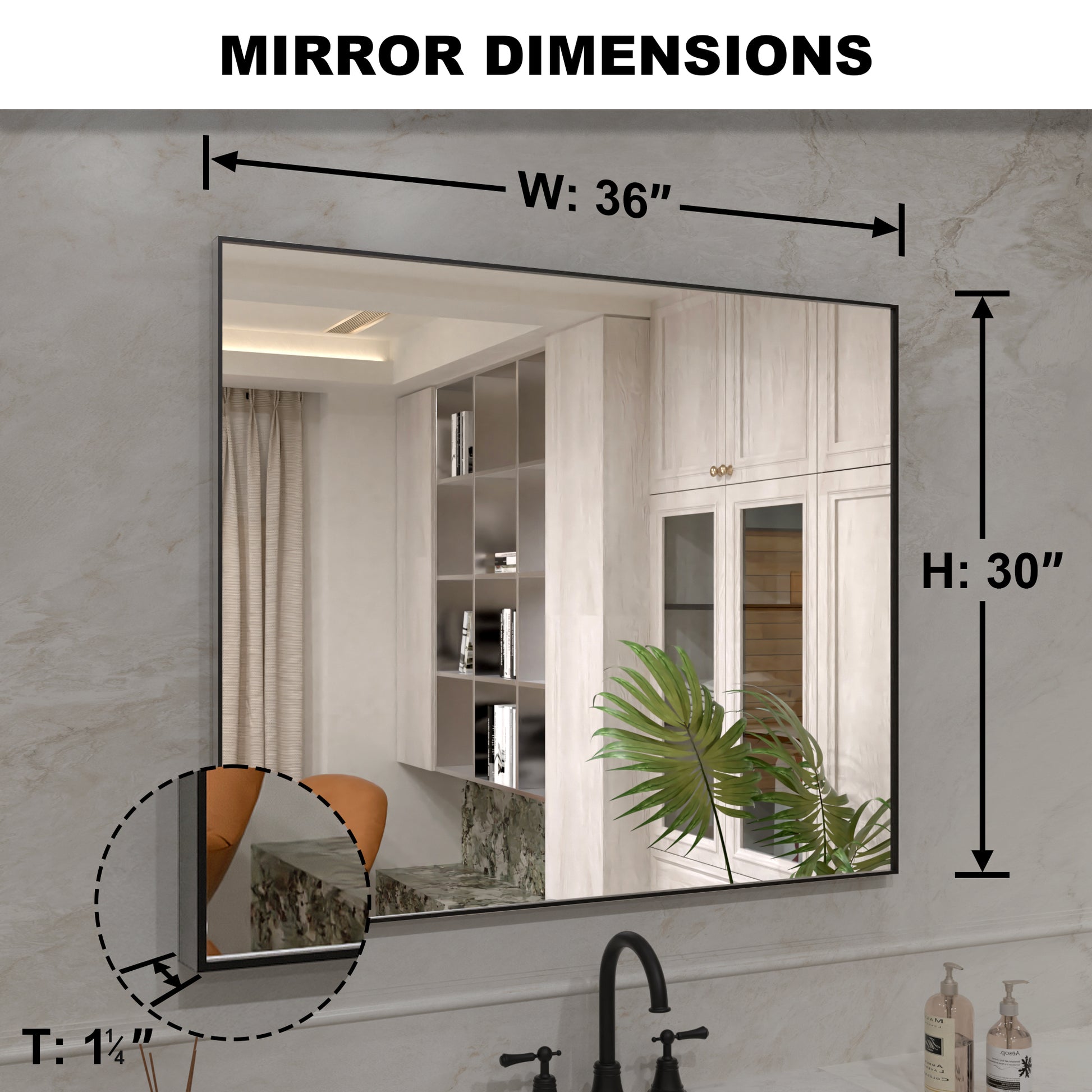 Nova 36 in. W x 30 in. H Rectangular Framed Wall Bathroom Vanity Mirror 3036MB-3_9ee58388-4e34-4af6-8634-0976678c9faa
