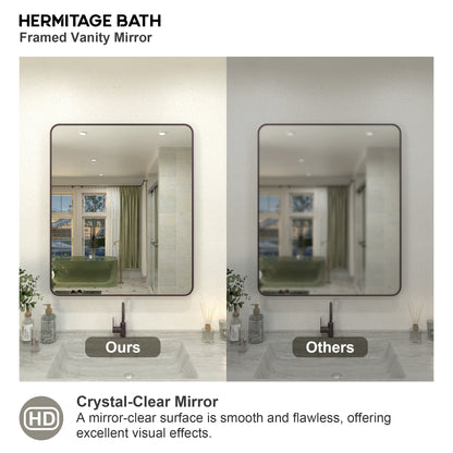 Zyphi 30 in. W x 36 in. H Rectangular Framed Wall Bathroom Vanity Mirror in Brass