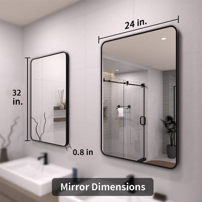 TaiMei 24 in. W x 32 in. H Rectangular Framed Wall Bathroom Vanity Mirror 3224-BL-04