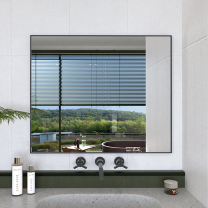 Obvilion 36 in. W x 30 in. H Rectangular Framed Wall Bathroom Vanity Mirror Matte-Black 3630BL-2