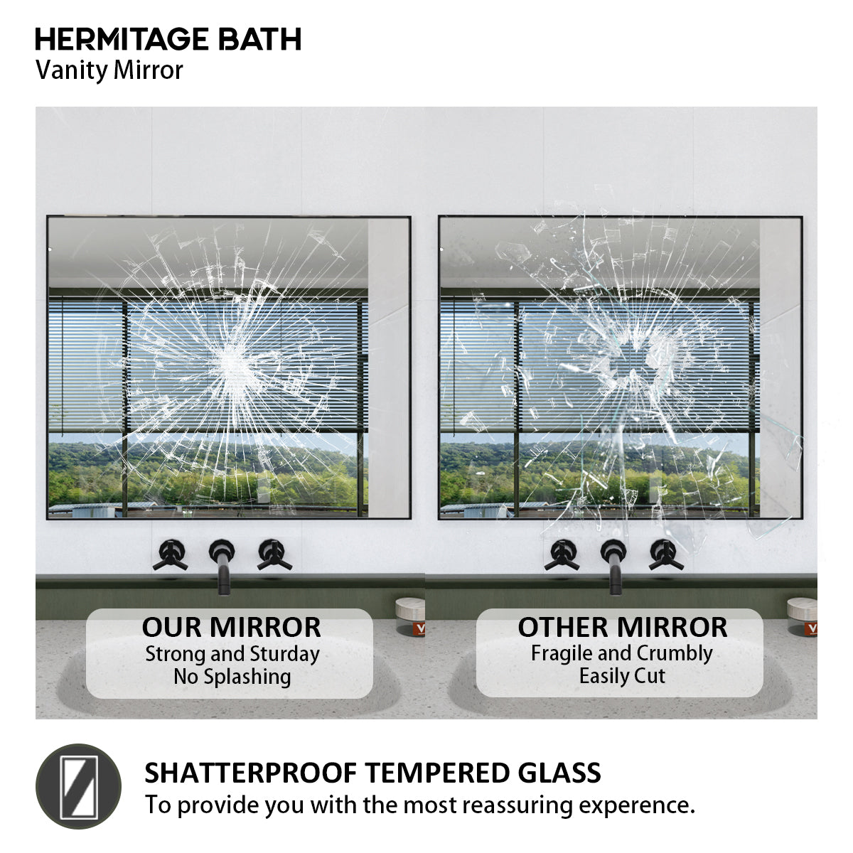 Obvilion 36 in. W x 30 in. H Rectangular Framed Wall Bathroom Vanity Mirror 3630BL-6