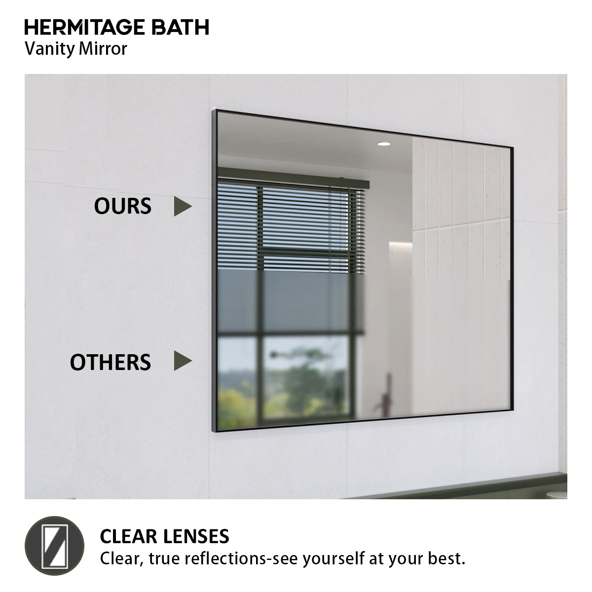 Obvilion 36 in. W x 30 in. H Rectangular Framed Wall Bathroom Vanity Mirror 3630BL-7