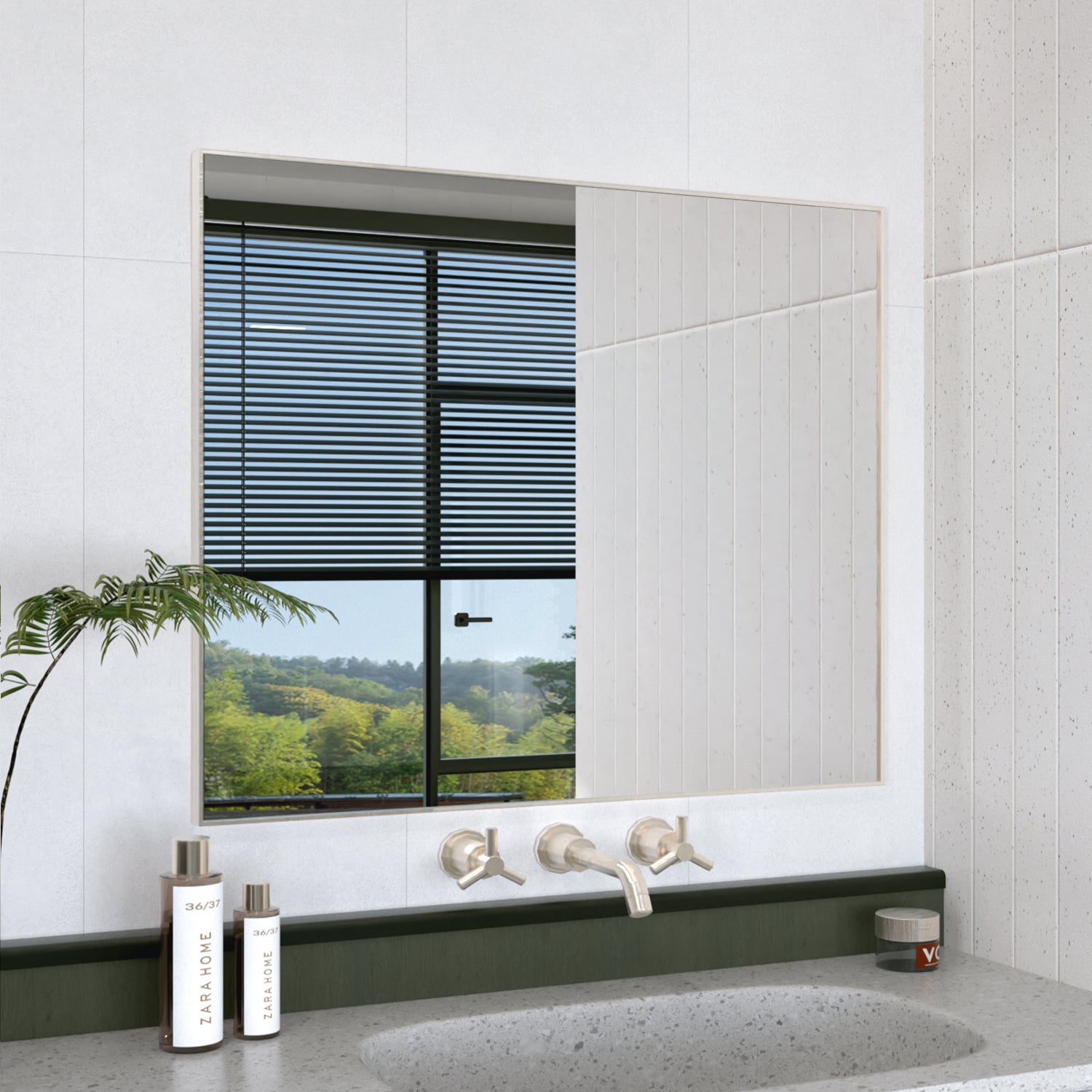 Obvilion 36 in. W x 30 in. H Rectangular Framed Wall Bathroom Vanity Mirror 3630BN-1_0e1edb0e-84c6-4572-b668-4ce4e47c790f