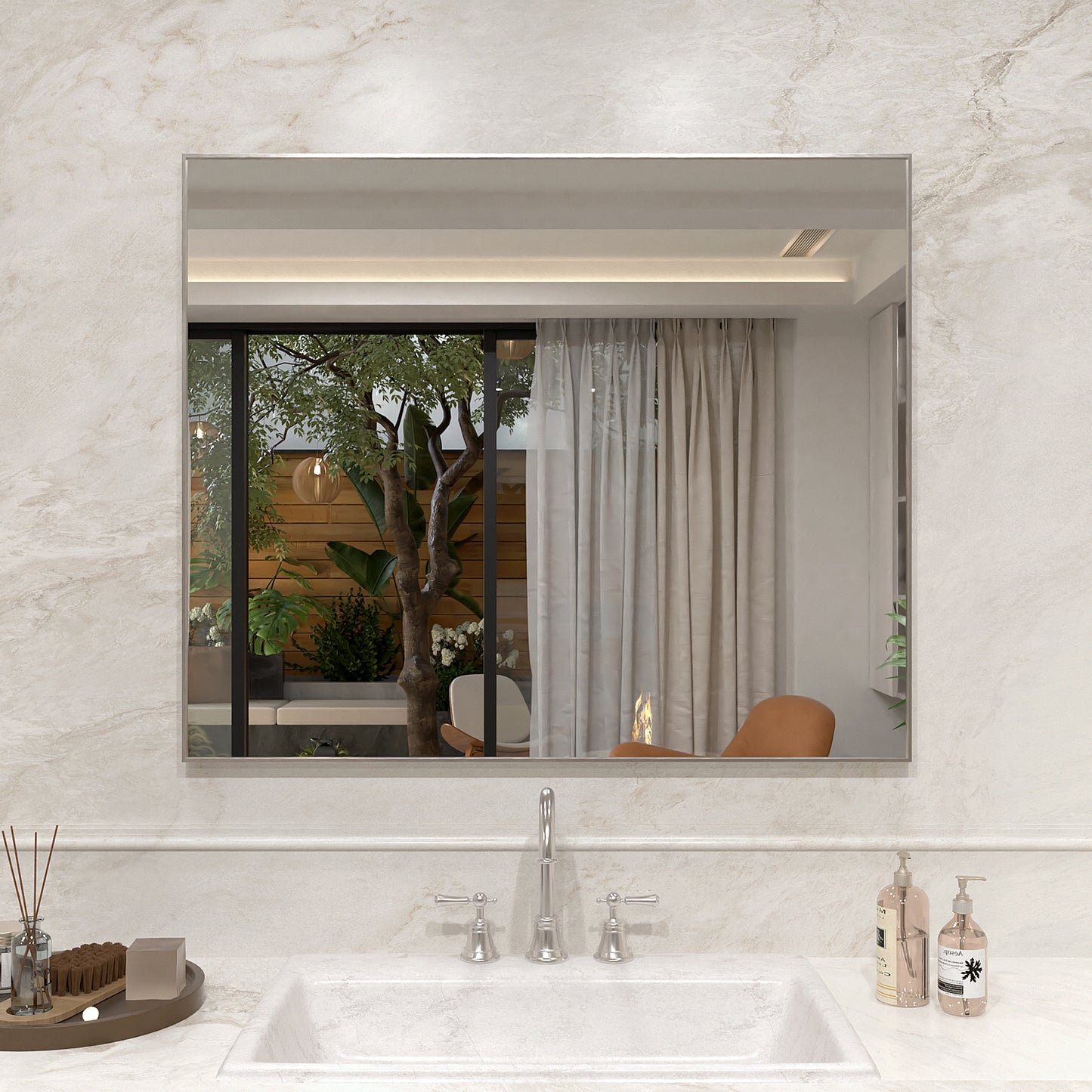 Nova 36 in. W x 30 in. H Rectangular Framed Wall Bathroom Vanity Mirror Brushed Nickel 3630BN-1_57073542-dc3e-4911-b989-d707f8b15b0f