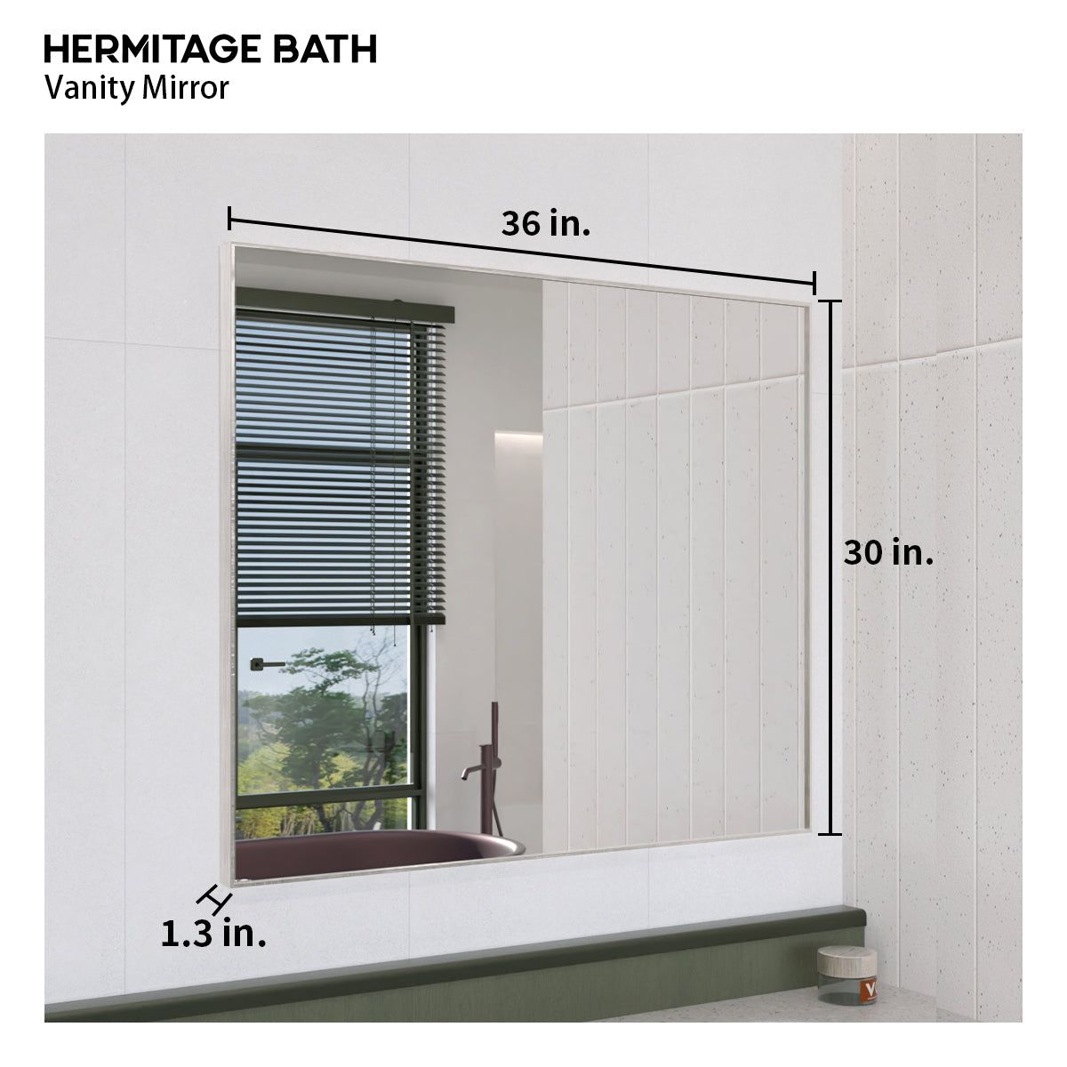Obvilion 36 in. W x 30 in. H Rectangular Framed Wall Bathroom Vanity Mirror 3630BN-3