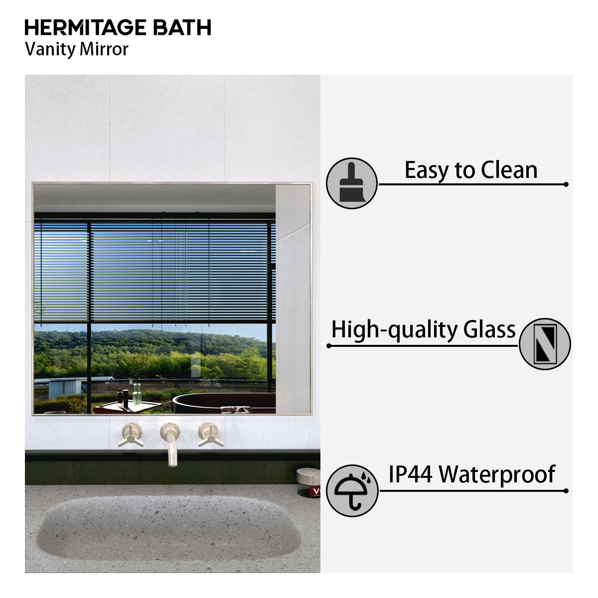 Obvilion 36 in. W x 30 in. H Rectangular Framed Wall Bathroom Vanity Mirror 3630BN-4