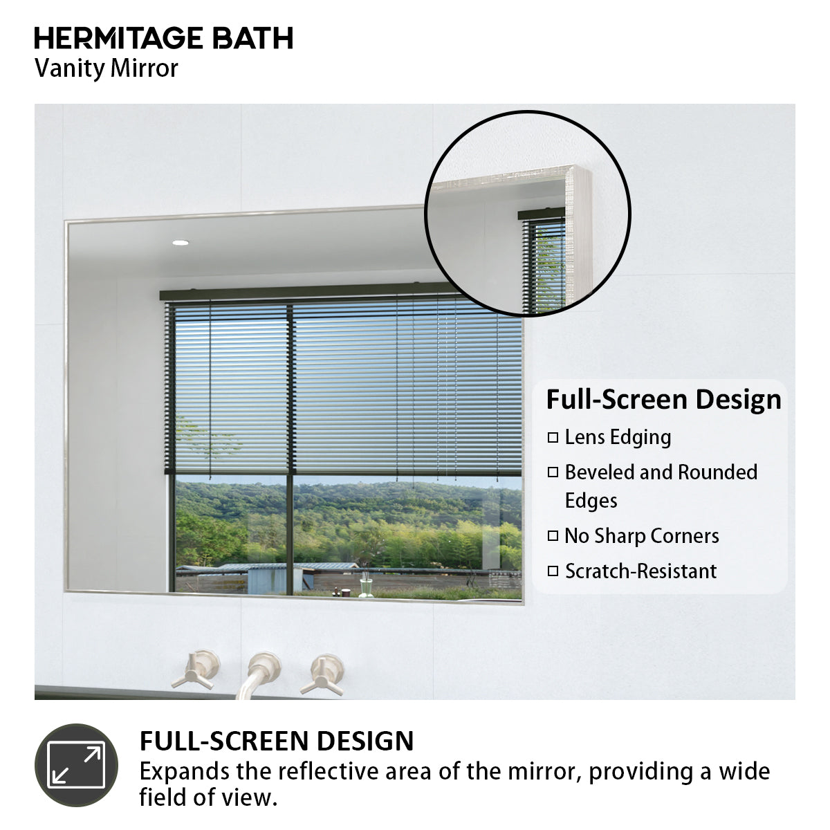 Obvilion 36 in. W x 30 in. H Rectangular Framed Wall Bathroom Vanity Mirror 3630BN-5