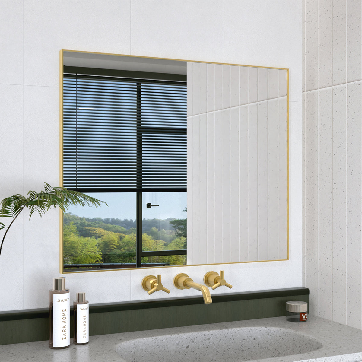 Obvilion 36 in. W x 30 in. H Rectangular Framed Wall Bathroom Vanity Mirror 3630GD-1_079dbb41-8a93-4766-a06d-a4295661ba31