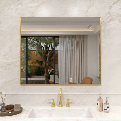 Nova 36 in. W x 30 in. H Rectangular Framed Wall Bathroom Vanity Mirror Brushed Gold 3630GD-1_2642ea70-ae0e-4cd3-a6b7-d201905e415f