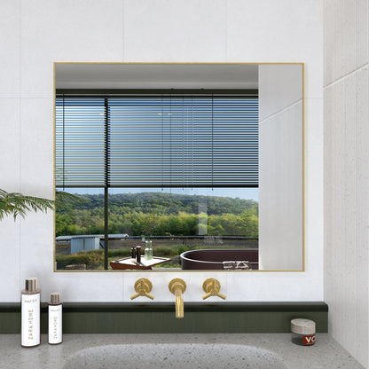Obvilion 36 in. W x 30 in. H Rectangular Framed Wall Bathroom Vanity Mirror Gold 3630GD-2
