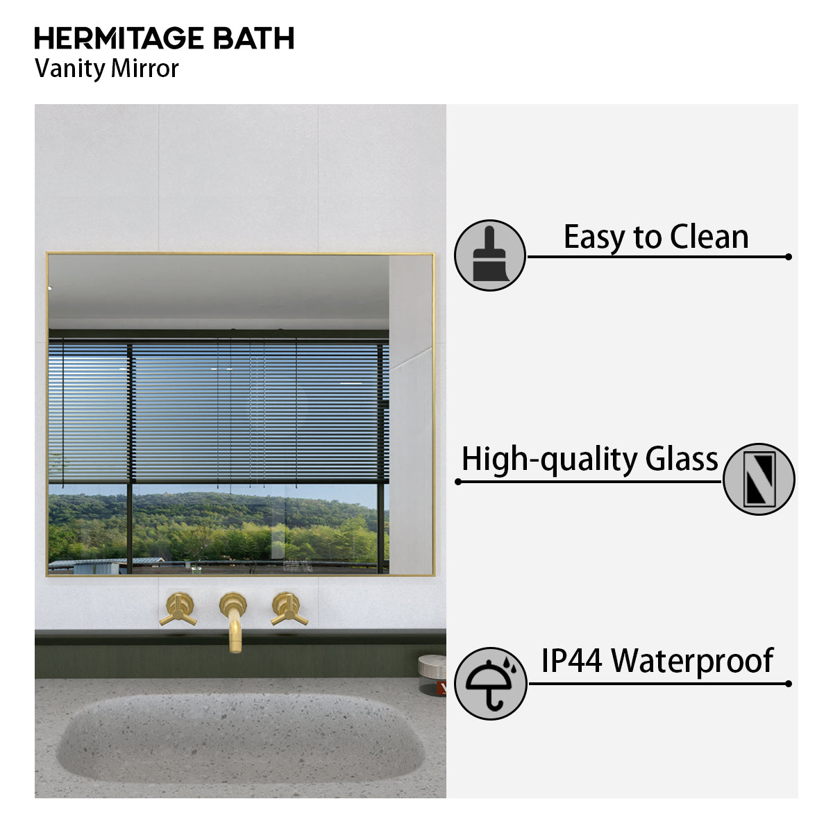 Obvilion 36 in. W x 30 in. H Rectangular Framed Wall Bathroom Vanity Mirror 3630GD-4